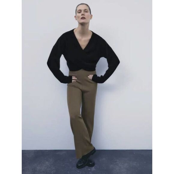 Zara Viscose Flowy Knit Pants High-Waisted Small - Picture 1 of 5